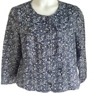 Cottagecore Floral Paisley Knit‎ Blazer Jacket XL Romantic Vintage Cowgirl Chic